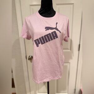 Puma Pink Logo Graphic Crewneck Tee - Size Medium